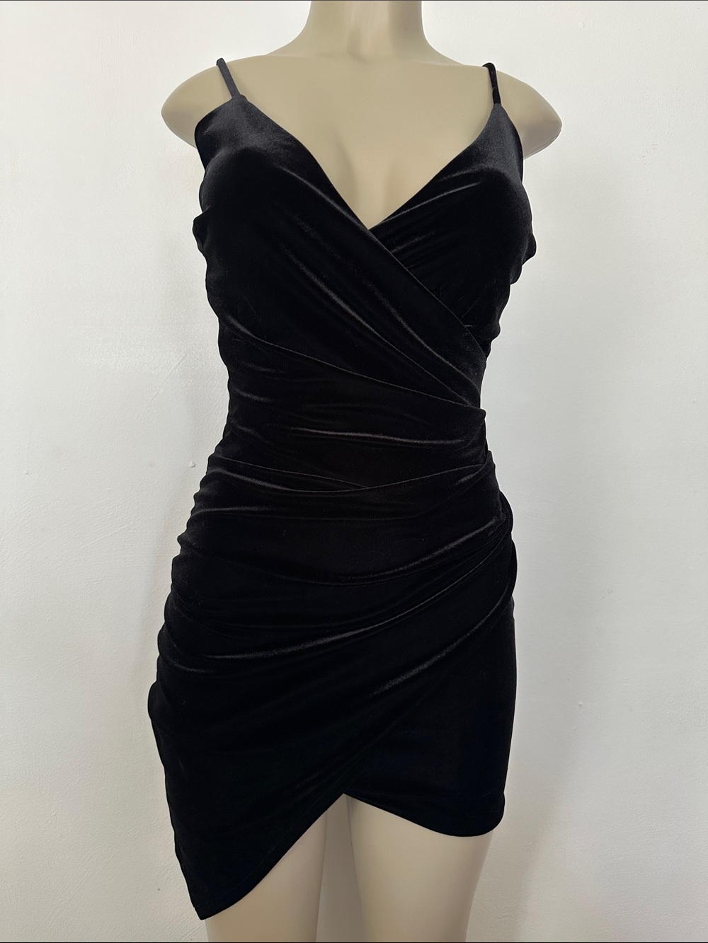 AKIRA Black Velvet Wrap Mini Dress